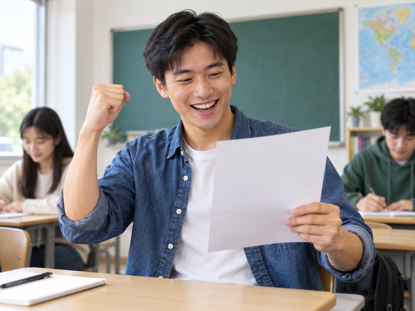 C: Hài lòng với kết quả thi