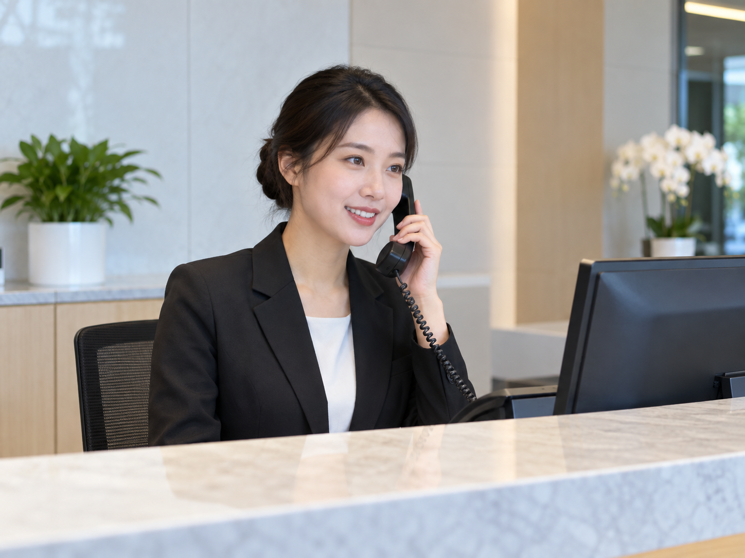 D: Nhân viên nghe điện thoại